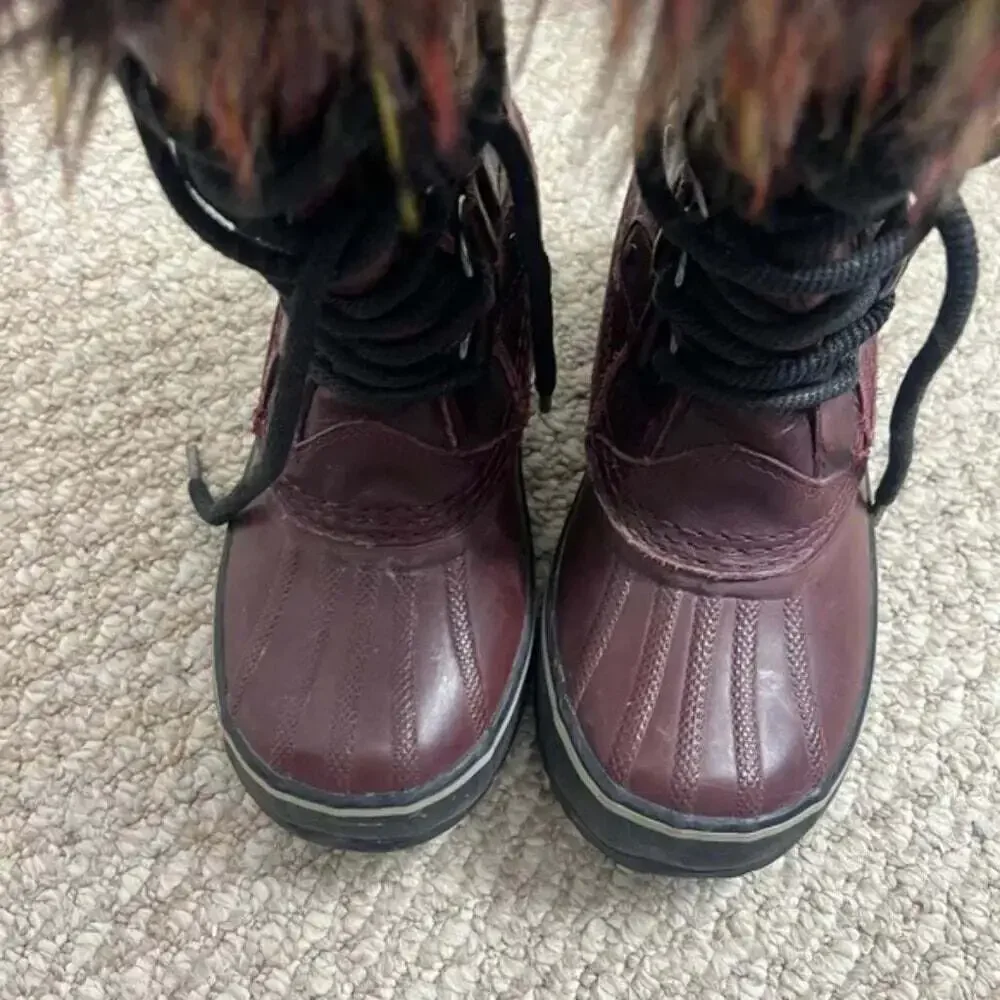 Sorel Joan of Arctic Faux Fur Waterproof Snow Boots in Red  Wood